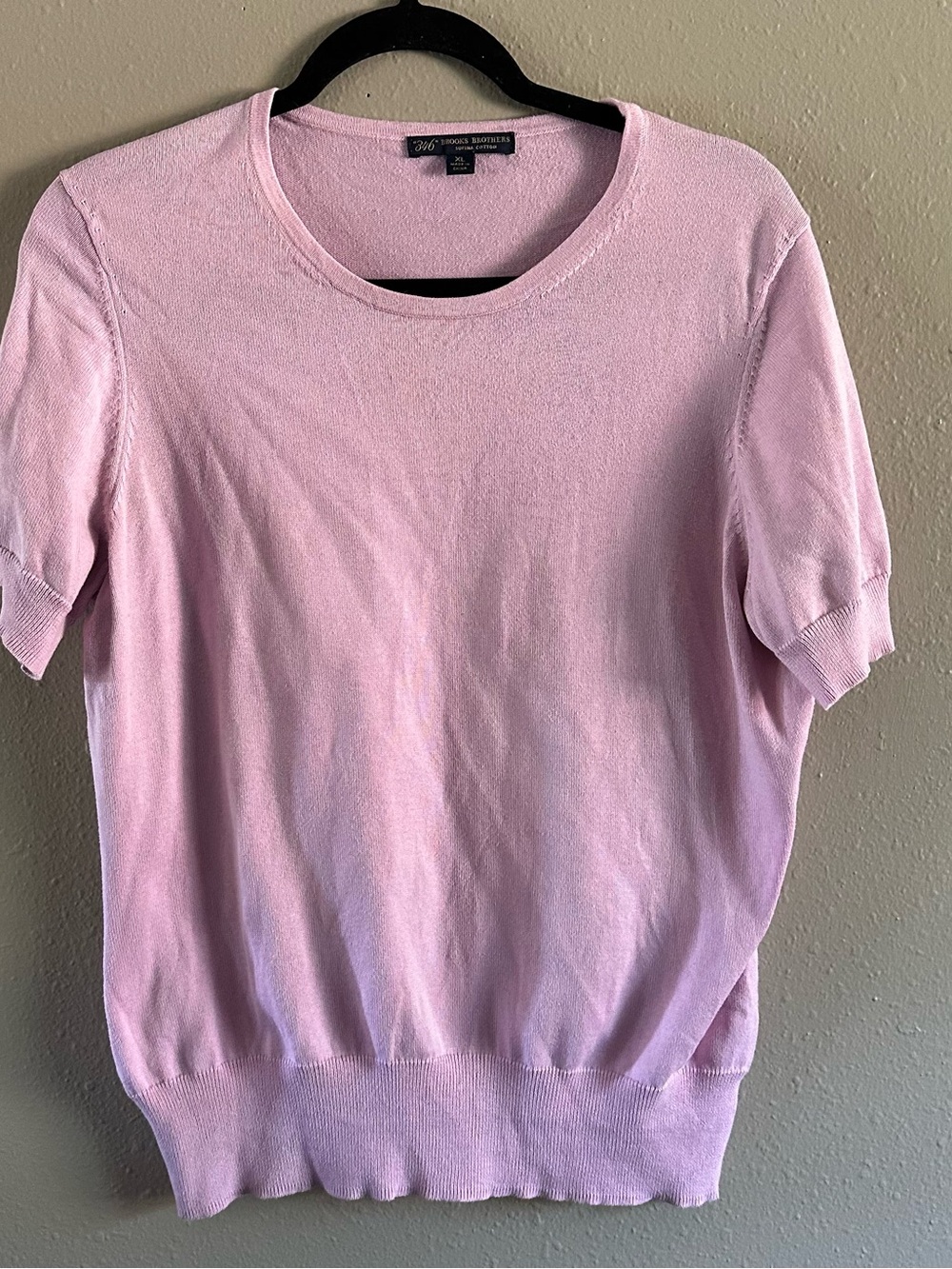 Brooks Brothers Light Pink Short-Sleeve Crew Neck Sweater